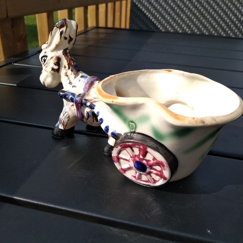 Kitschy Kritters, Vintage Donkey & Wagon Planter, Colourful - Picture 4 of 13